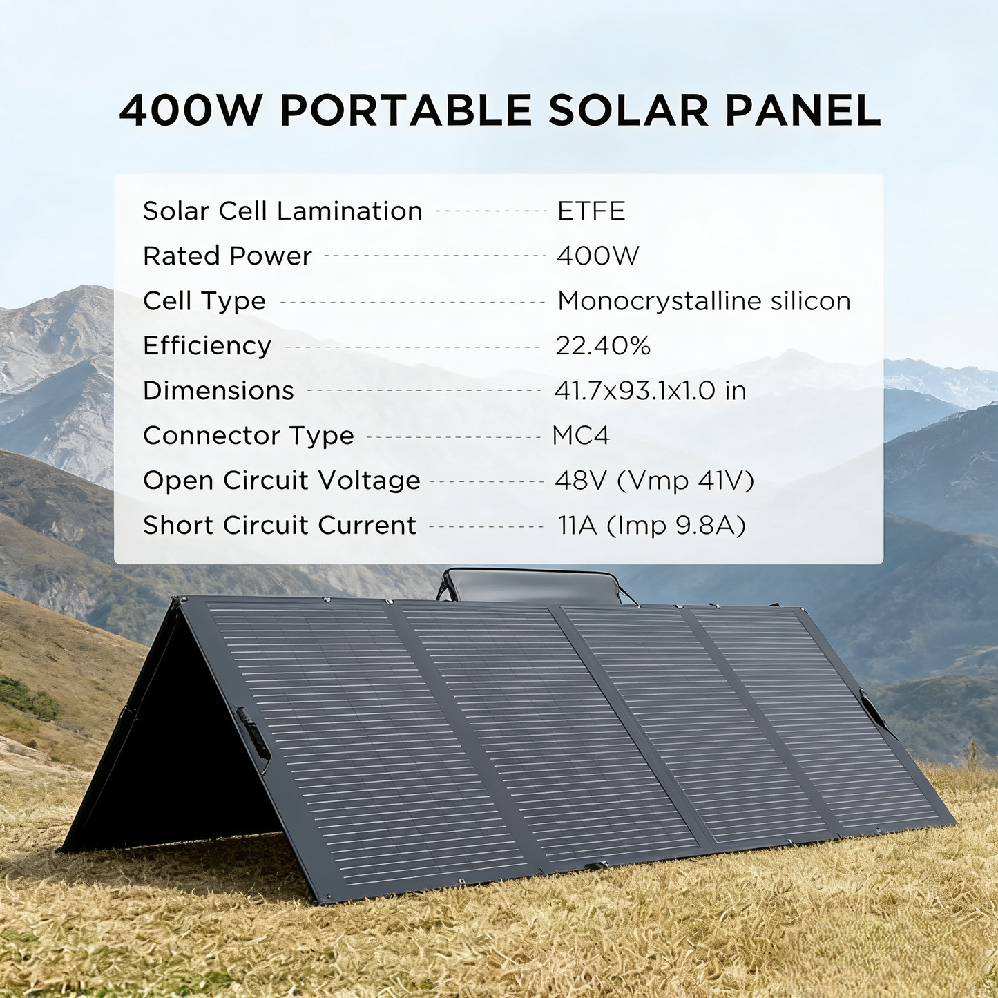 400W Portable Monocrystalline Solar Panel for Outdoor & Emergency Use