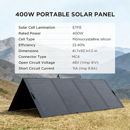 400W Portable Monocrystalline Solar Panel for Outdoor & Emergency Use