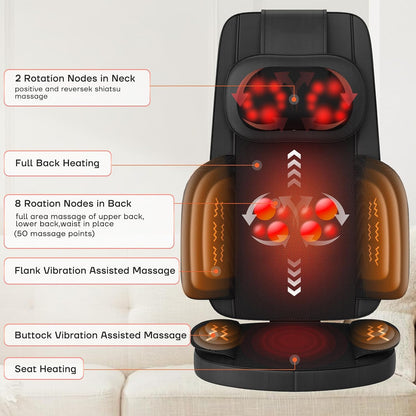4D Shiatsu Back Massager with Heat - Deep Tissue Kneading for Neck & Shoulder Pain Relief
